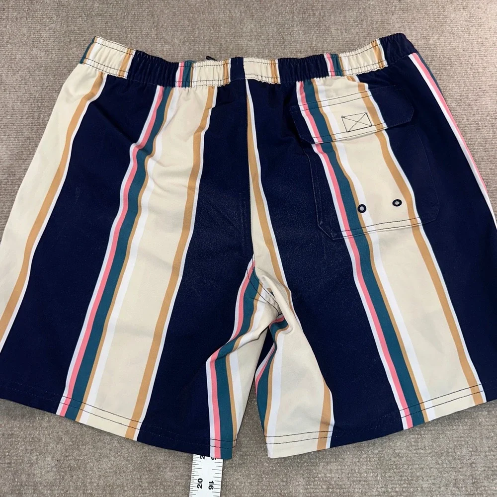 Vineyard Vines Mens Striped Swim Trunks Navy Pink Cream Board Shorts Small 7in